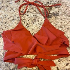 Aerie Scoop Ruffle Wrap Bikini-Small-Rust-Like New